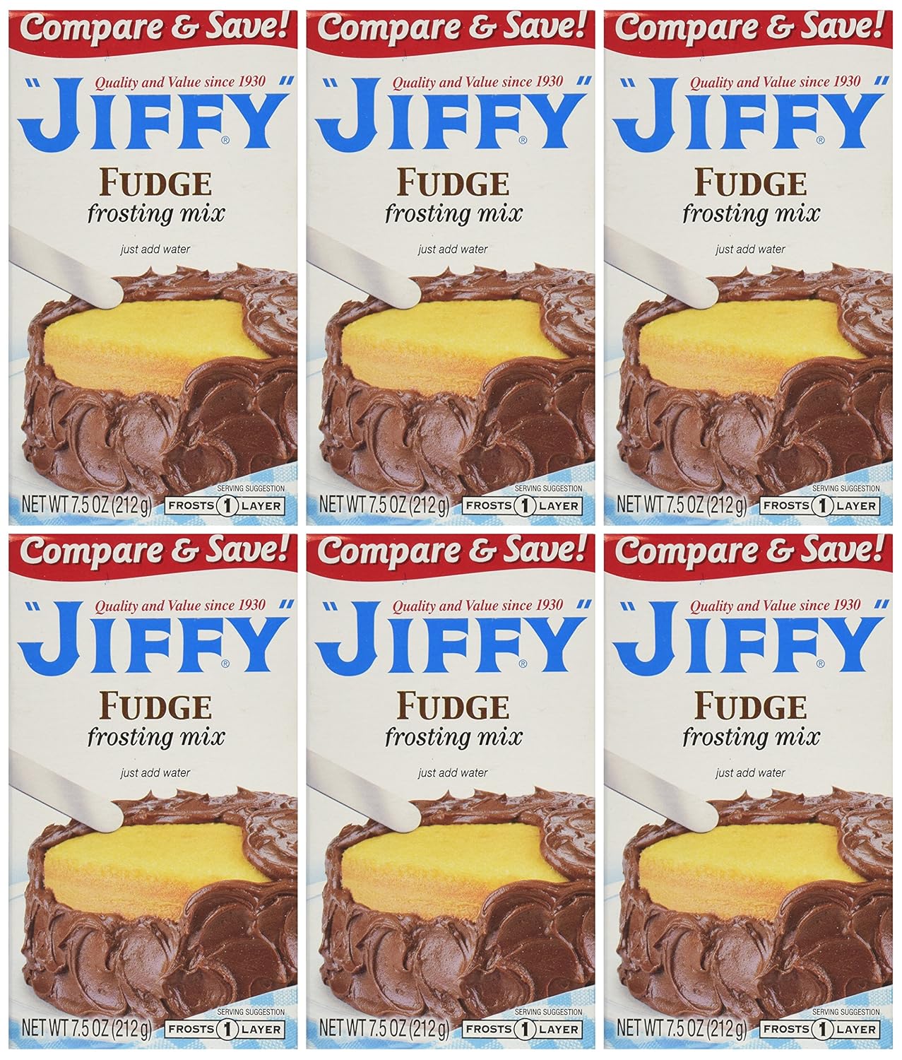 Jiffy Fudge Frosting Mix 7.5oz Boxes (Pack of 6) Food, Beverages Tobacco Food Items Bakery