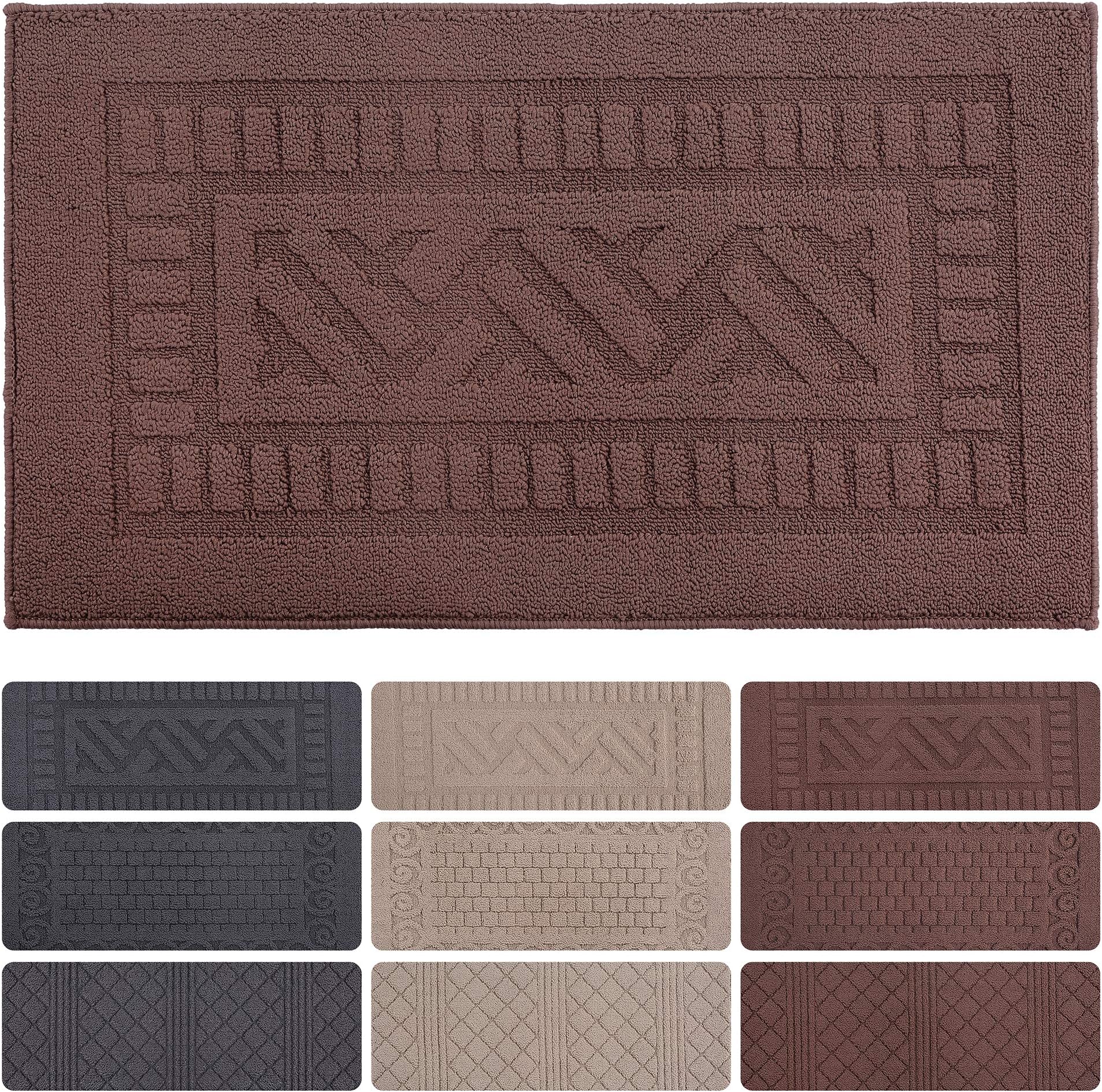 Indoor Doormat Front Door Mat Non Slip Rubber Back Door Mats Magic Inside Dirt Trapper Entry Rugs Entrance Door Rug Machine Washable Door Carpet Mat for Entryway - Coffee, 20"x 34"