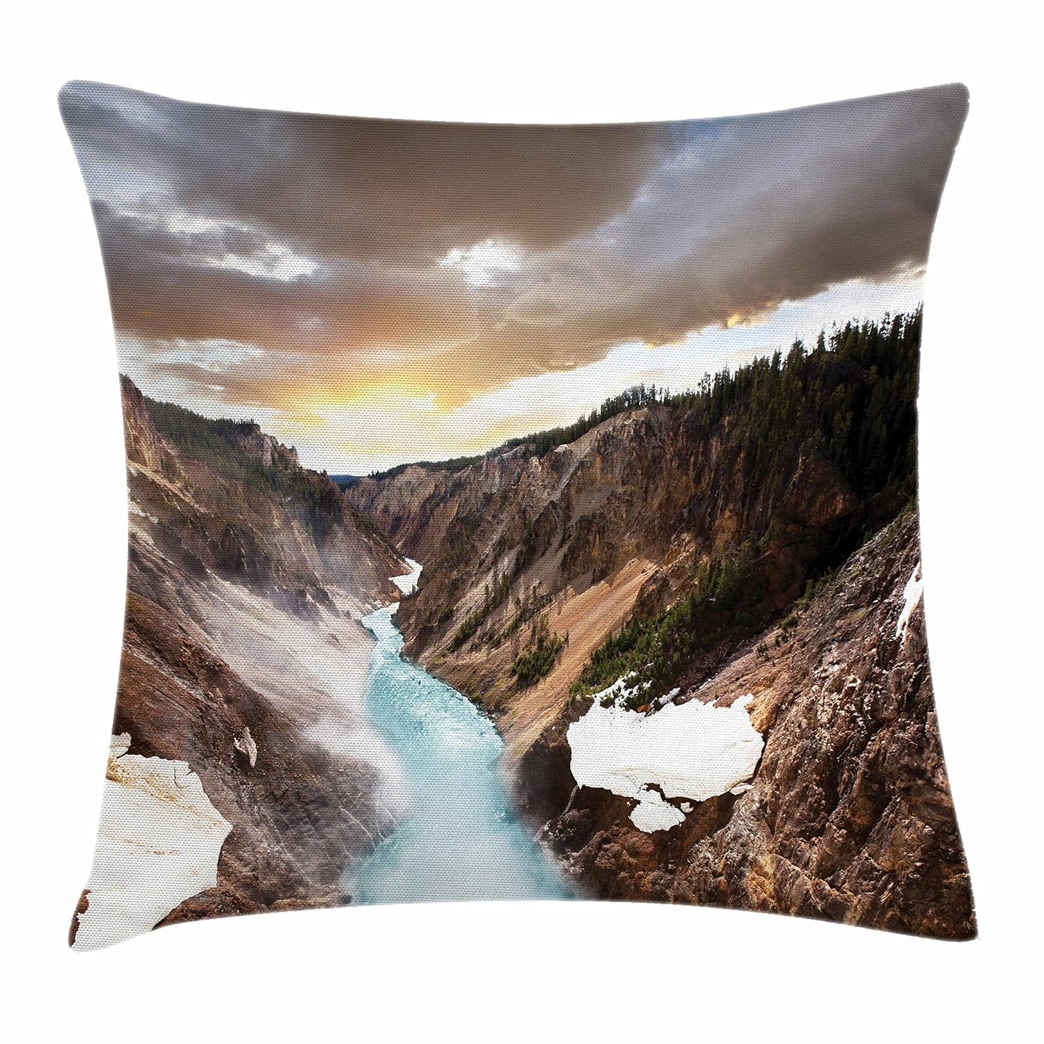 Ambesonne Yellowstone Throw Pillow Cushion Cover, Canyon in