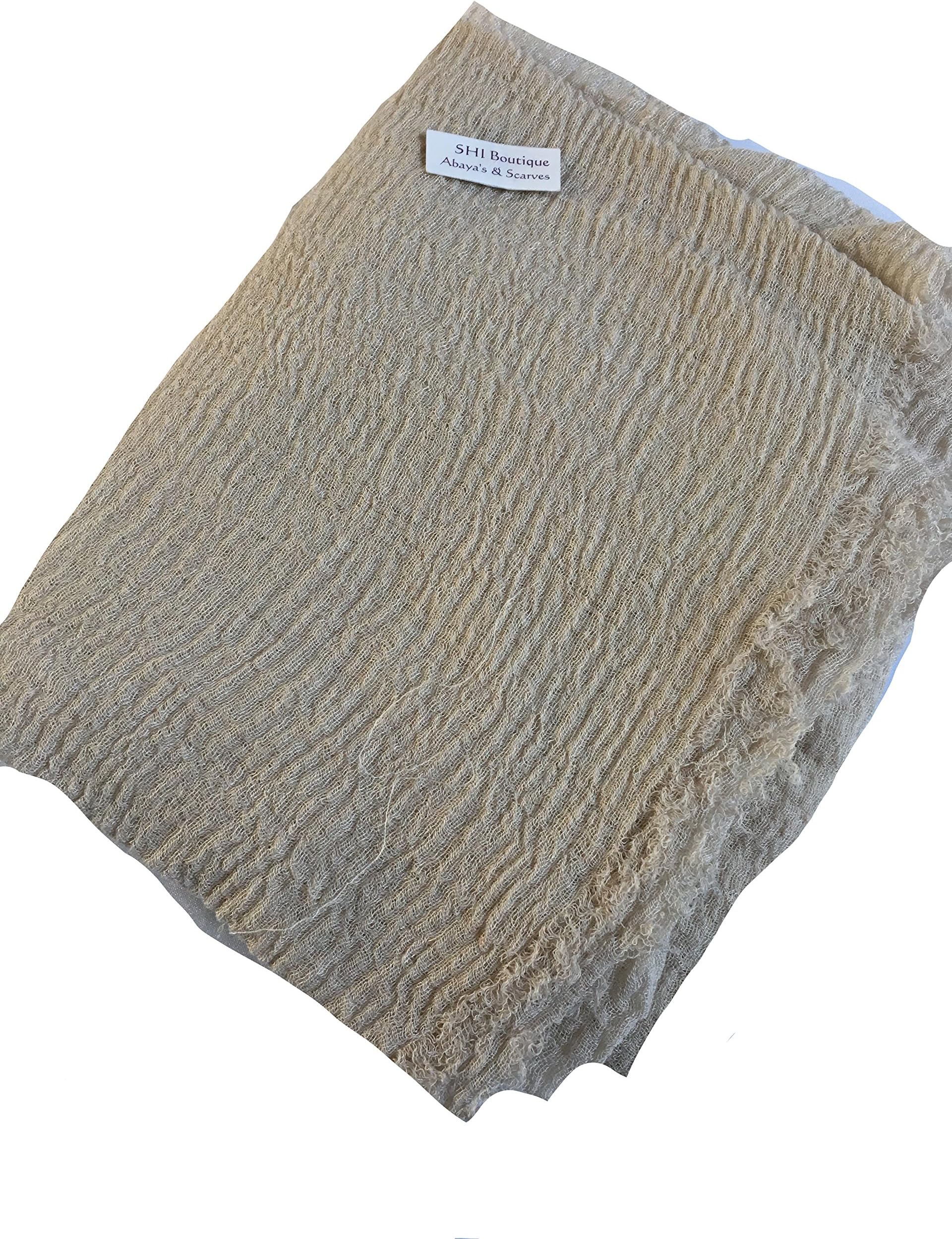 Maxi Oversize Crimp Crinkle Frayed Plain Hijab Scarf Scarves Shawl Ruffle Wrap
