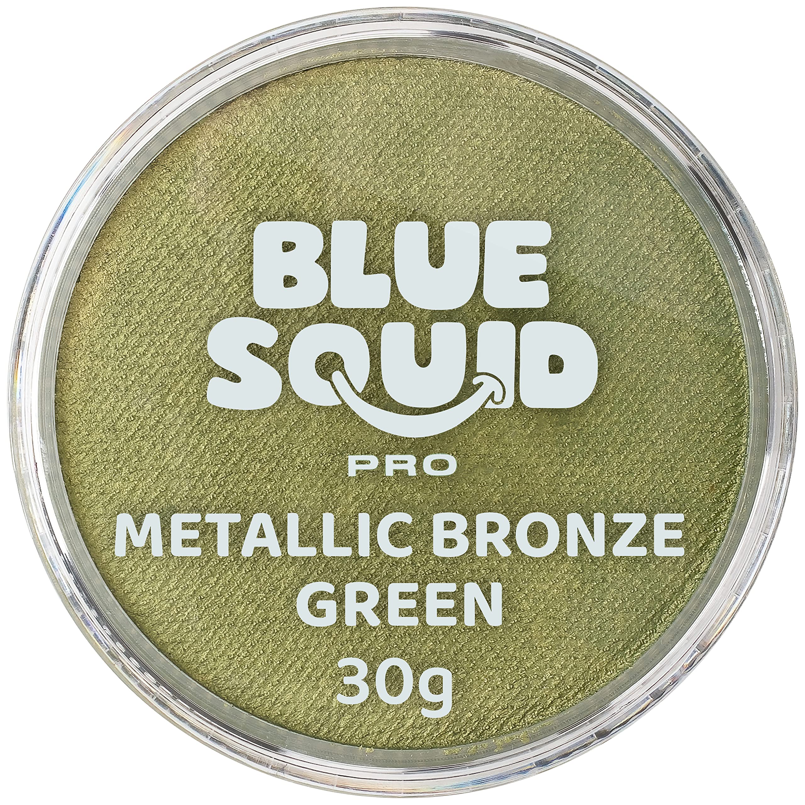Blue Squid Face Paint Water Based Single Cake Professional Face Paint & Body Paint - Water Activated, Kids Adults Face Painting for Costume, Halloween Makeup - Metallic Bronze Green Face Paint 30g