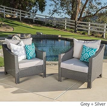 Amazon.com : Caspian Outdoor Patio Furniture Grey Wicker Club Chair ...