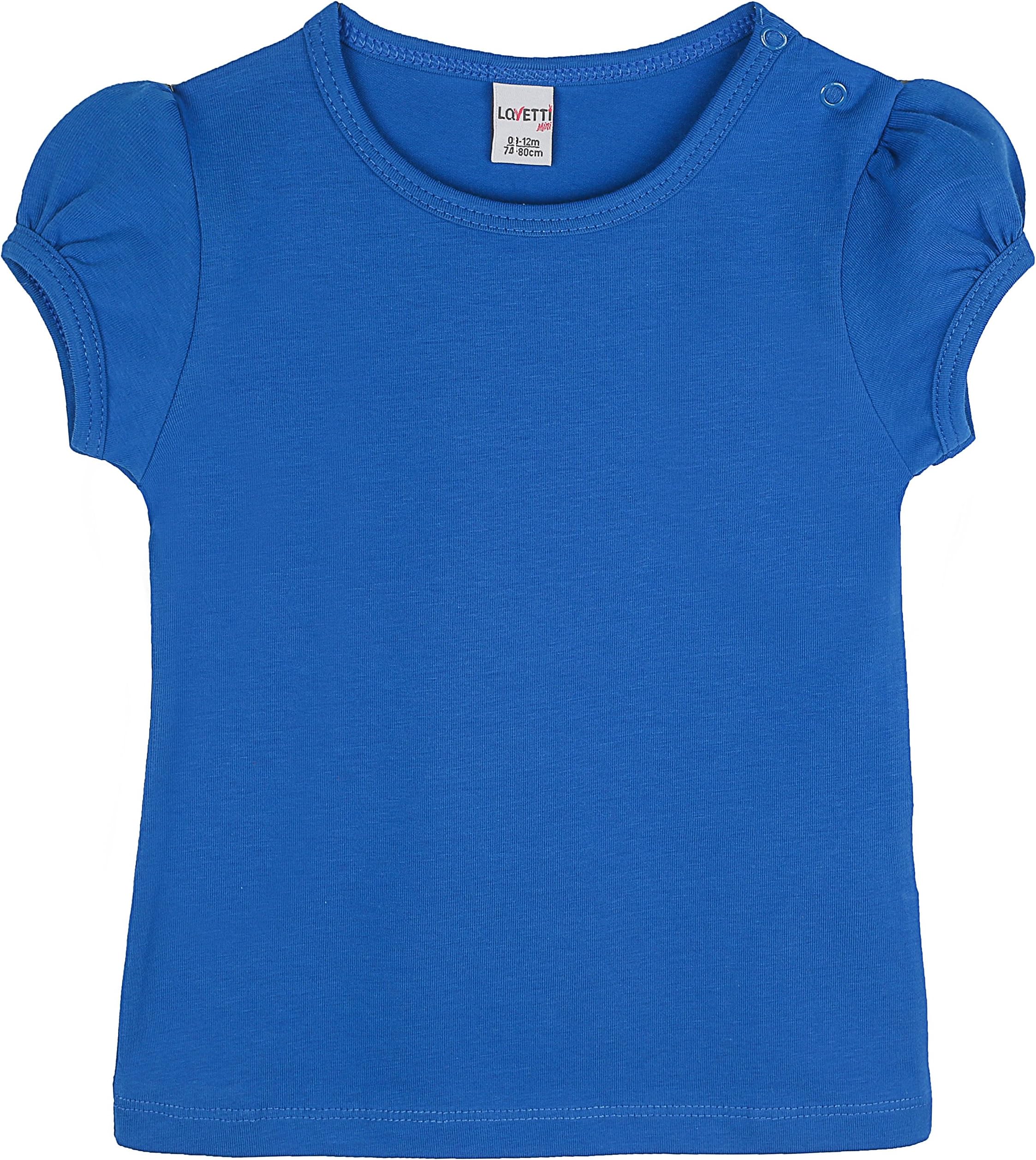 Lovetti Baby Girls' Basic Short Puff Sleeve Round Neck T-Shirt