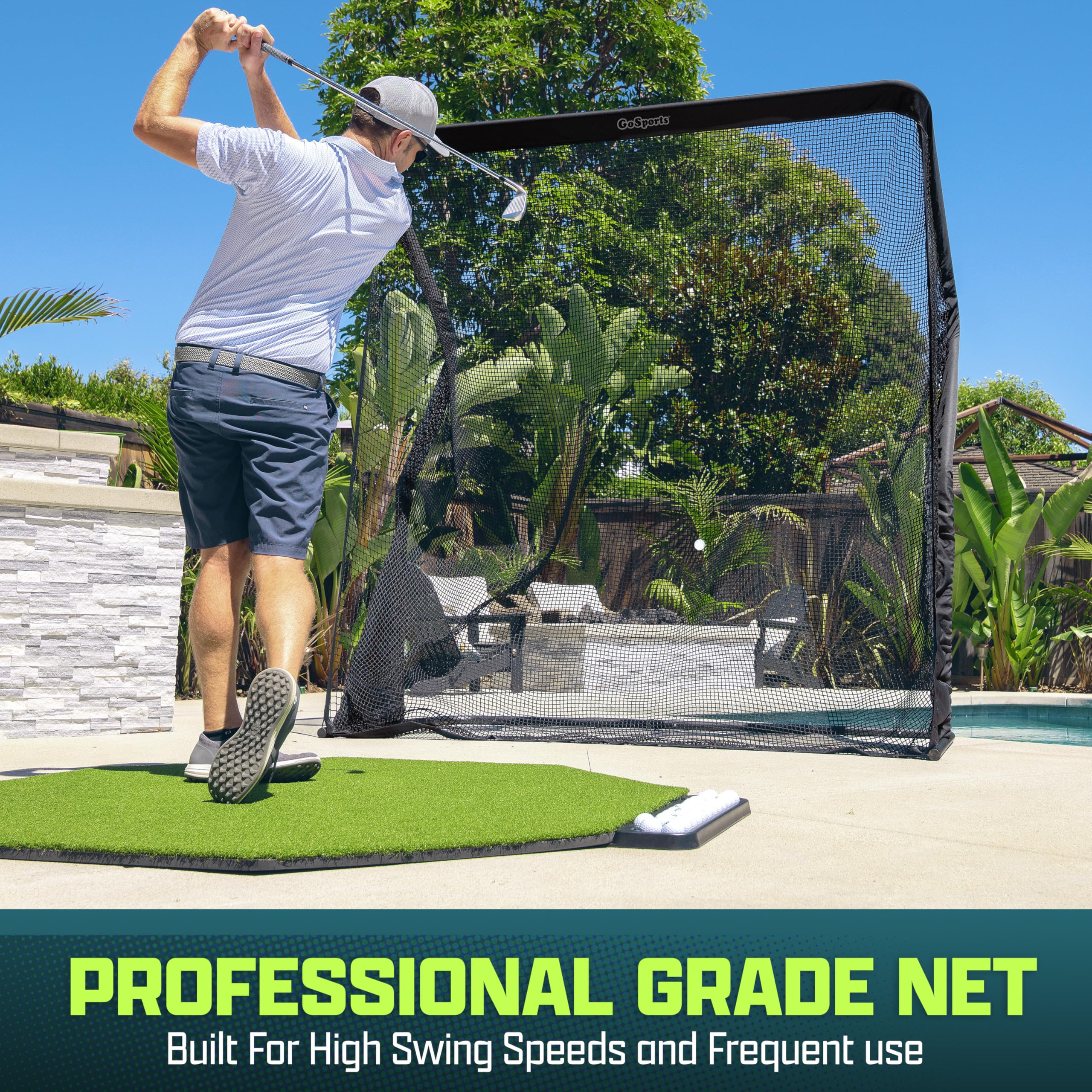 GoSports Elite Golf Practice Net with Steel Frame - Choose 10' or 7' Size