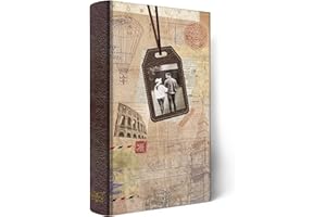Holoary Photo Album 4x6 300 Photos 3 Pictures Per Page, Memo Writing Area for Each Pocket, with Photo Frame Window, 300 Pockets 4”x6”, Printed Book Cover Travel Design World Map Adventure Vacation
