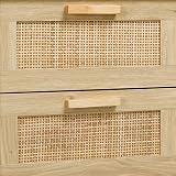 Finnhomy Bedside Tables Set of 2 with Rattan Drawers Natural Finish view 7