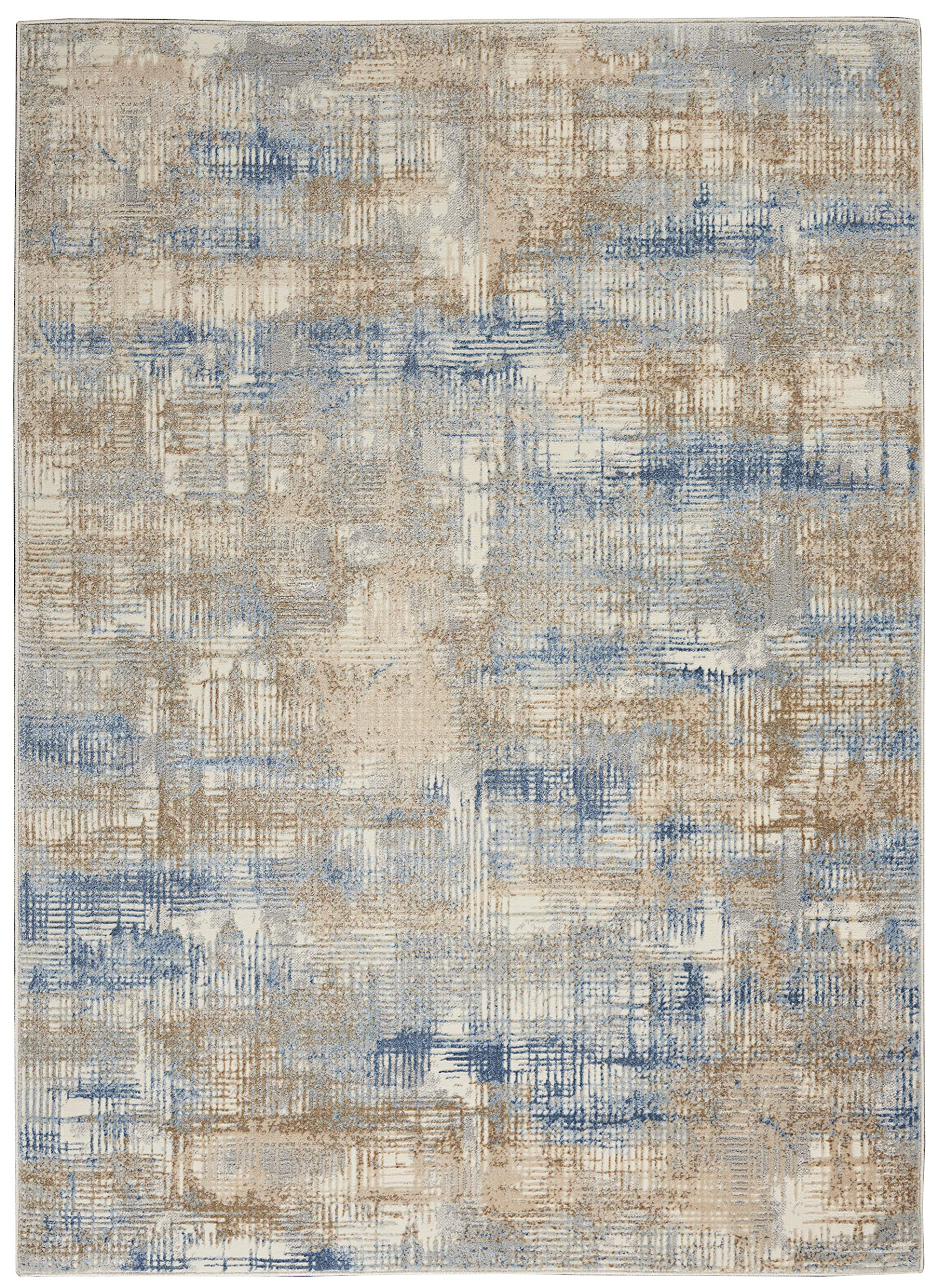 Calvin Klein Rush Abstract Blue/Beige 4' x 6' Area Rug, (4' x 6')
