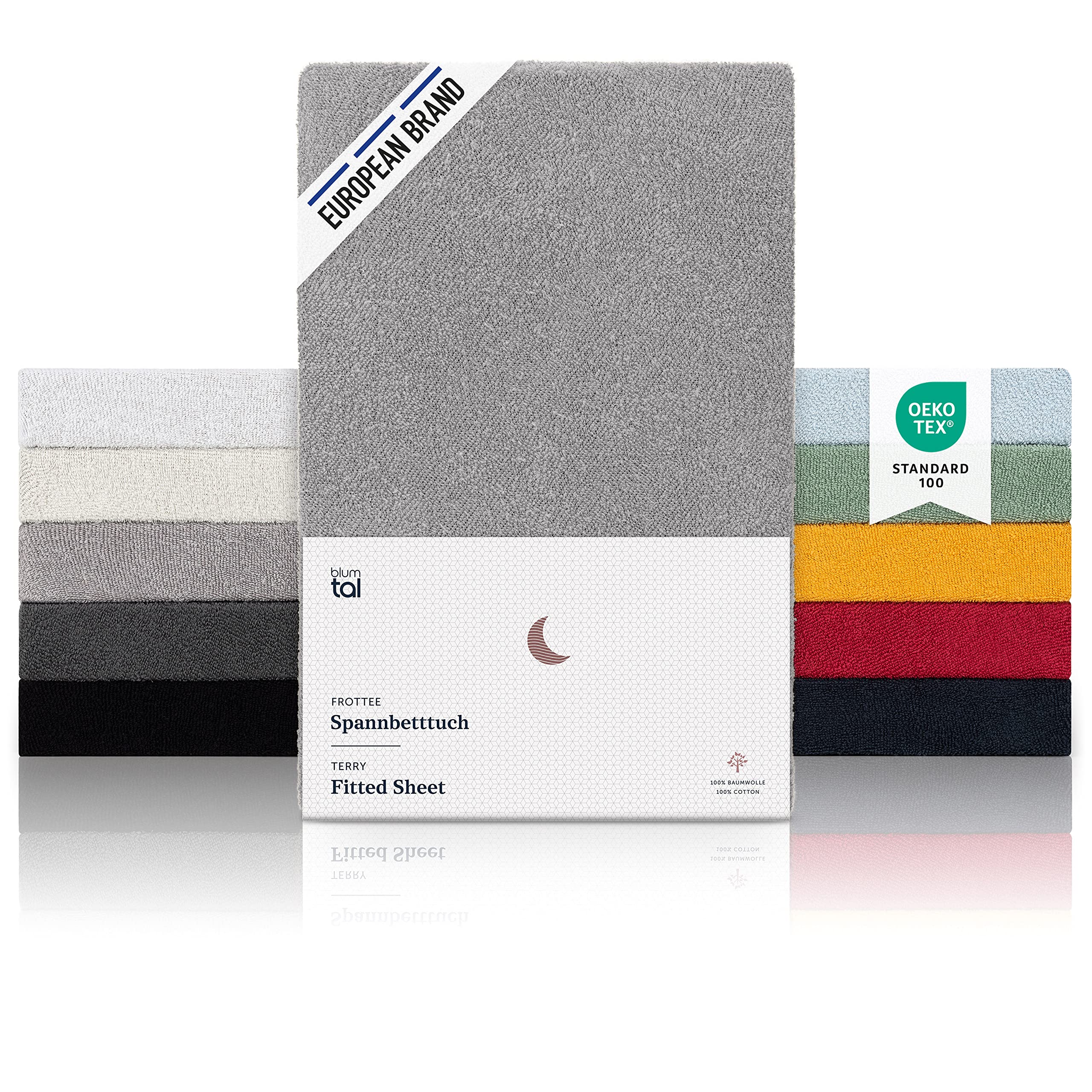 Blumtal SUPER KING Fitted Sheet Terry Cloth - Super Soft, Cozy and Warm Bed Sheets Fitted - Grey