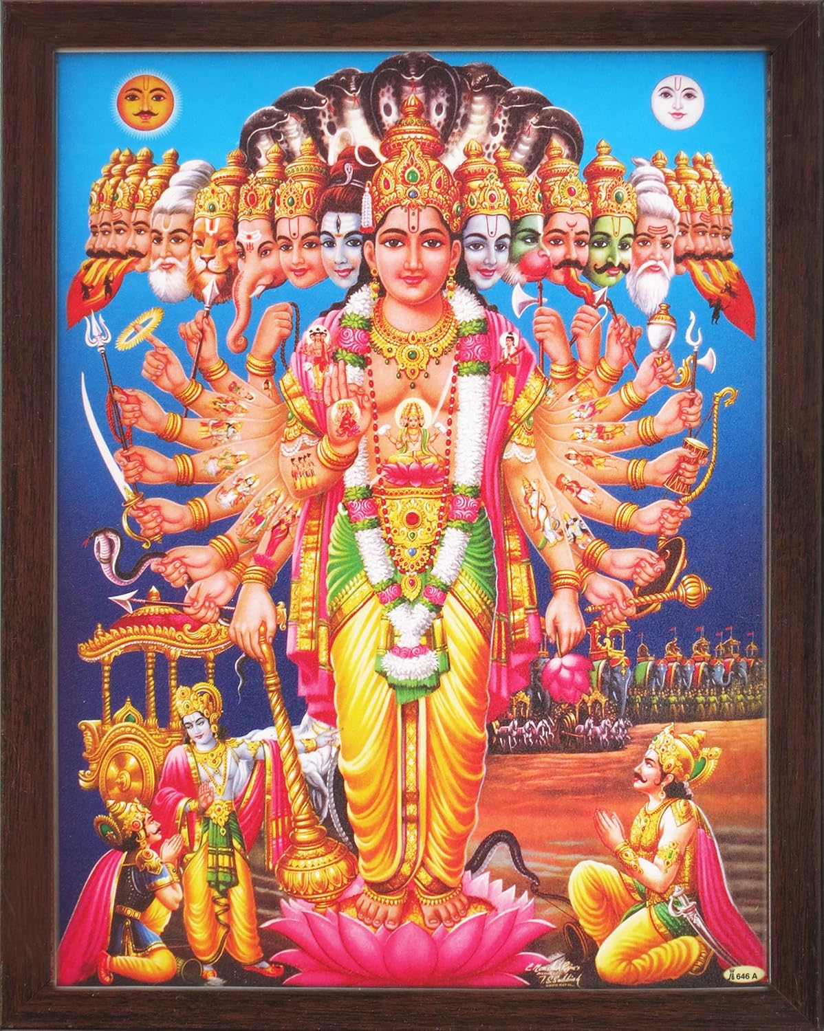 Paintings - Handicraft Store Krishna Showing His Vishnu Roopa to Arjuna in Mahabharat Battle Field, a Religious & Elegant Poster with Frame with Frame, Must for Office/Home/Religious