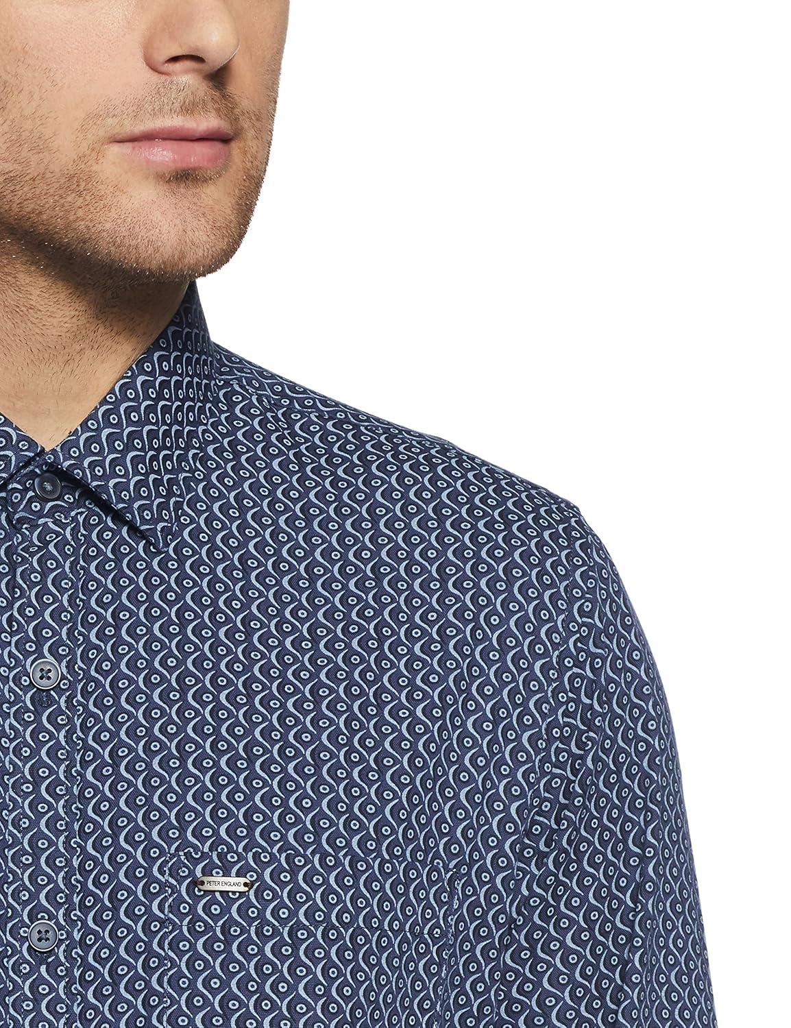 peter england men's printed slim fit casual shirt