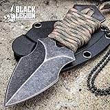 Black Legion Spearhead Neck Knife + Sheath, Stonewashed Finish, Paracord #BV553
