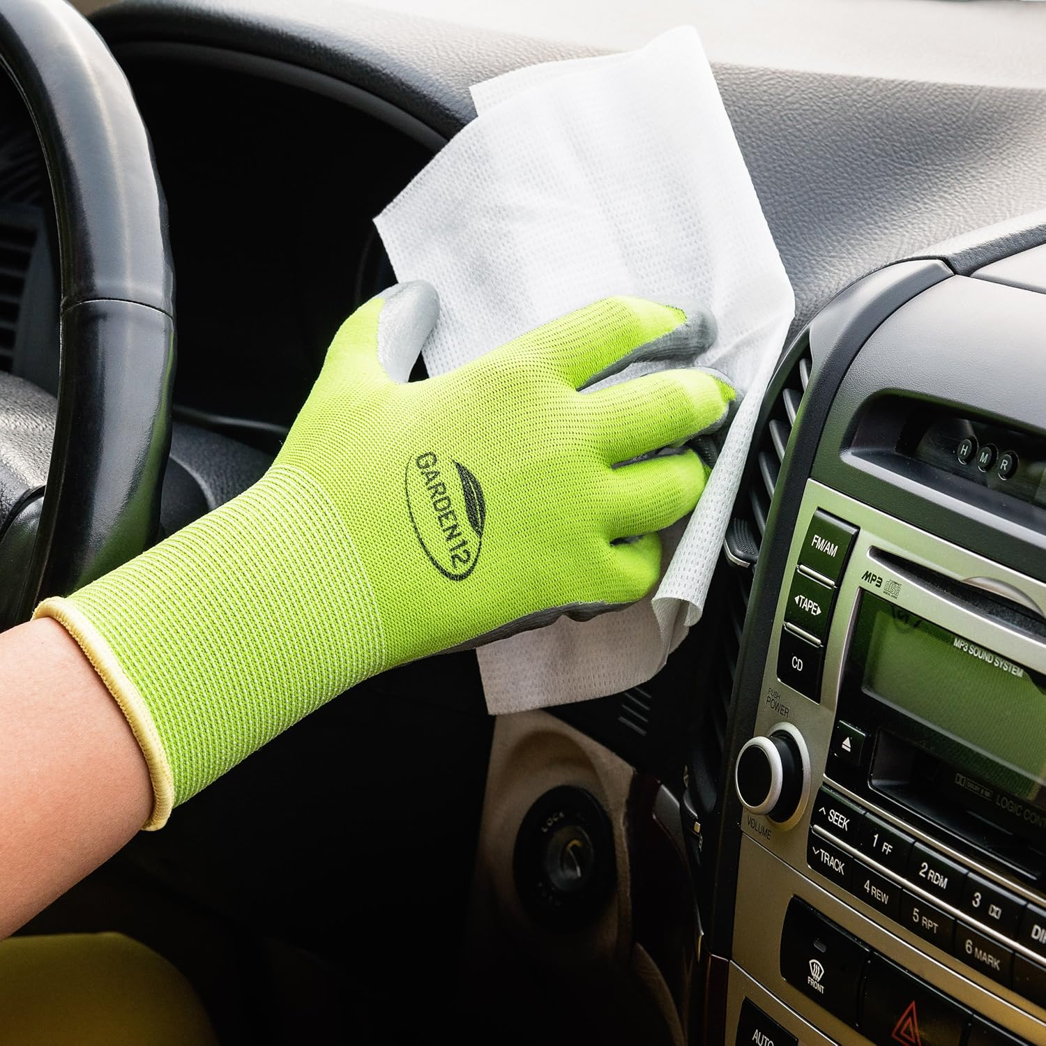 Working Gloves for Women. Super grippy Gardening Gloves with nitrile (2 pairs, Large size): Clothing