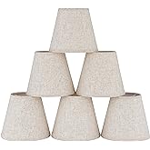 Ruiever 6pack Small Lampshades Clip On Bulb Fabric Lamp shade Bottom 5.9''x Top 3.54''xH 5.12'' for Chandeliers Wall Ceiling Table and Floor Lamps Beige Linen Color Eyes Protected Appearance