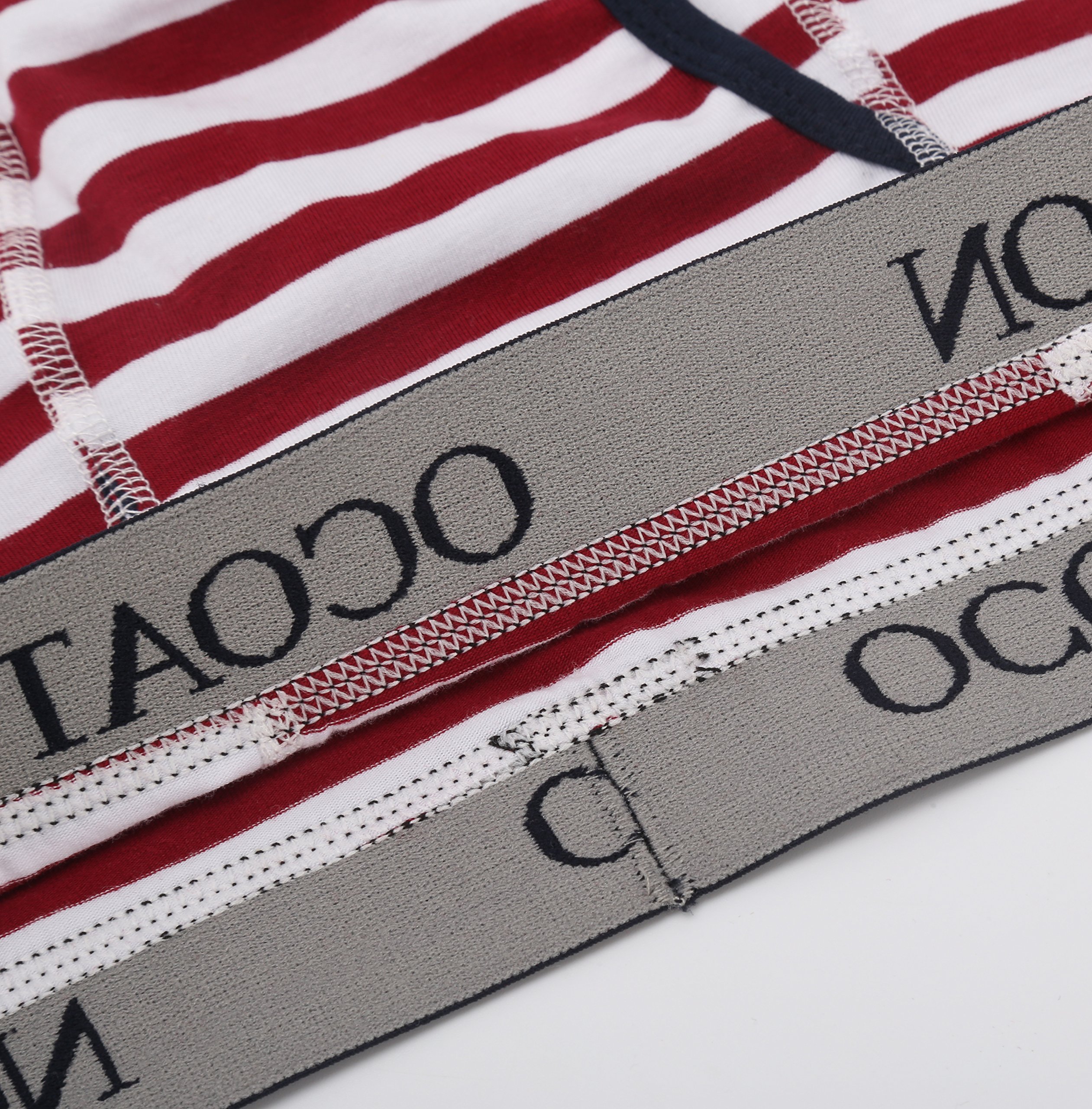 Ocoatton Striped Boxer Briefs Soft Cotton Underwear For Men With Front Fly 4-Pack (M, 2black/2win red)