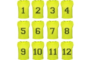 Athllete 12 pcs Duramesh Pinnies/Scrimmage Vest - Kids Youth and Adult Pinnies, Numbered Penny Jerseys for Soccer