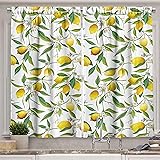 Ambesonne Nature Kitchen Curtains, Flowering Lemon