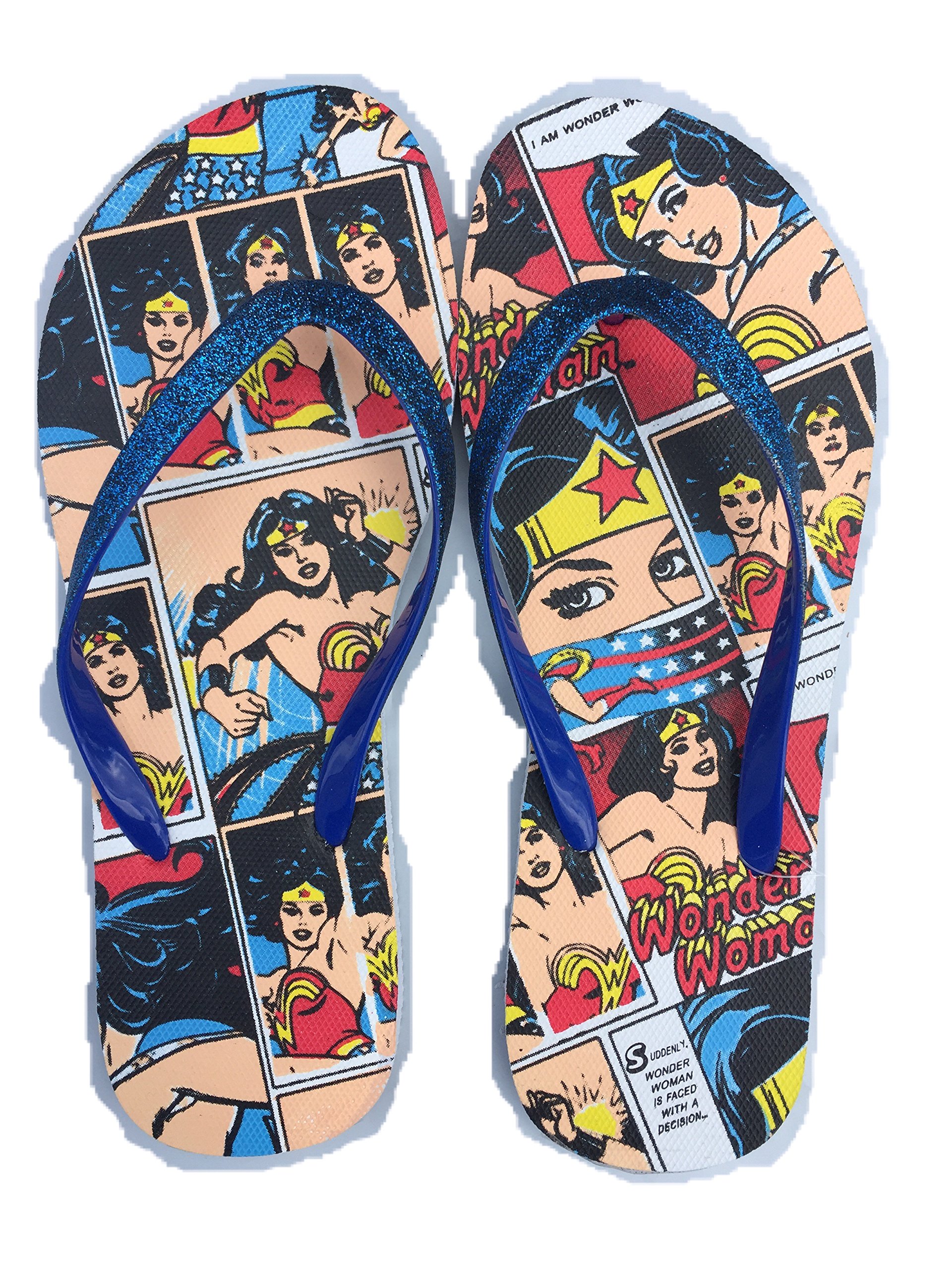 Bioworld DC Comics Wonder Woman Action Glitter Flip Flops