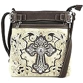 Justin West Floral Laser Cut Western Rhinestone Cross Handbag Purse Conceal Carry