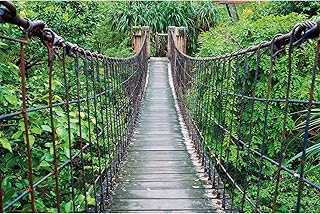GREAT ART XXL Poster – Hängebrücke – Wandbild Dekoration Dschungel Landschaft Natur Adventure Brücke Regenwald Busch Tropen Urwald Holzbrücke Wandposter Fotoposter Wanddeko (140 x 100 cm)