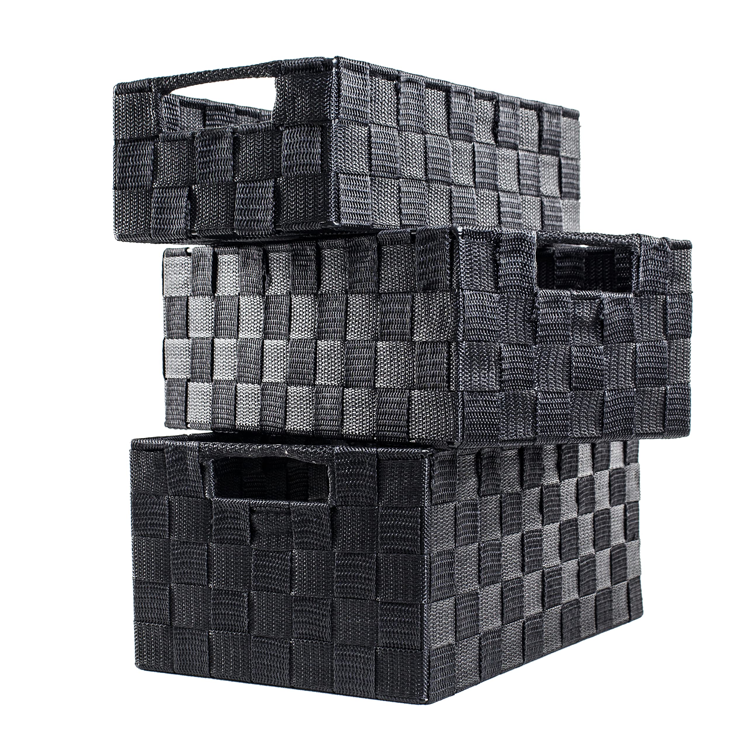 Storage Baskets, 3 Pack, Grey, Large Storage Baskets Sets, Woven Boxes for Home, Kitchens, Offices, Cupboards, Bathrooms, Shelves, Boxes