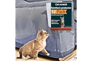 FixZilla Anti Cat Scratch Furniture Protector, 12-Pack Couch Protector from Cat Claws – Heavy-Duty, Easy-to-Apply Scratching Deterrent and Shield for Sofa Corners, Walls, Doors- with 60 Twist Pins