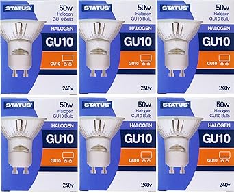 50-W-Halogenlampen mit G-10-Fassung von Status, dimmbare Strahler, 240-V-Netzspannung, Abstrahlwinkel von 36 Grad, 6 Stück