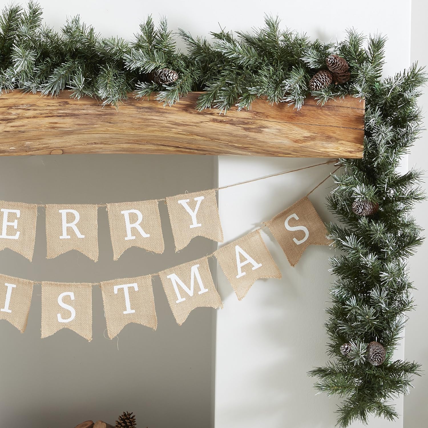 Ginger Ray Pine Cone Green Foliage Mantle Piece Runner Decoration