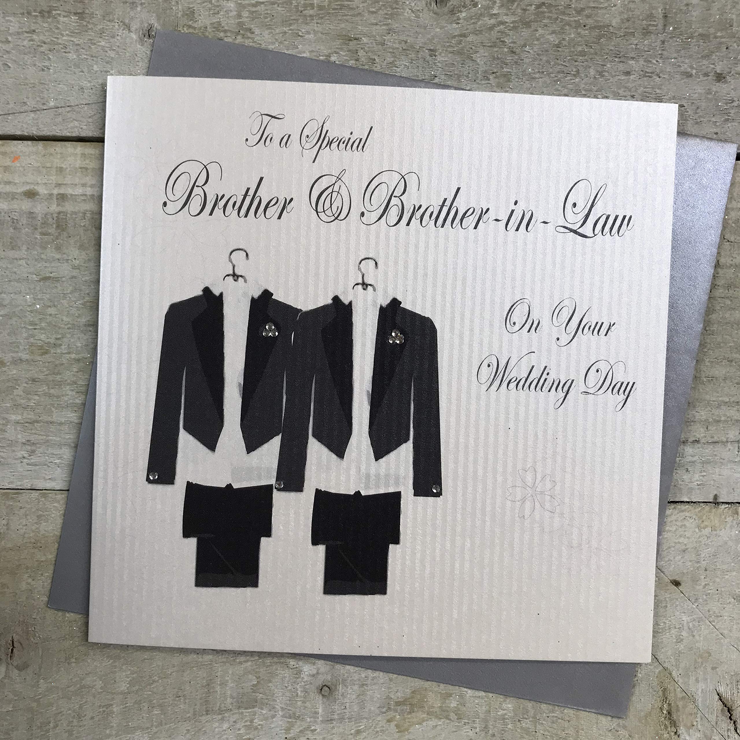 White Cotton Cards Suit to A Special Brother-in-Law Day Handmade Gay Wedding Card, PD209bro