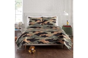 URBAN PLAYGROUND Covert Camo Quilt and Pillow Sham Set - 2 Piece Camoflauge Microfiber Boys/Kids Bedding Set, Lightweight, Machine Washable - Twin Size