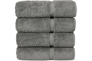 Chakir Turkish Linens 100% Cotton Premium Turkish Towels for Bathroom | 27'' x 54'' (4-Piece Bath Towels - Gray)