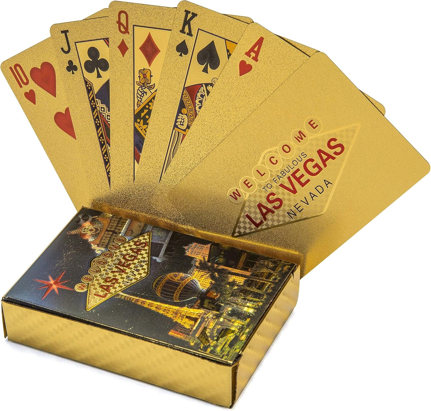 KALIFANO Luxury Gold Plated Playing Cards Las Vegas Themed Waterproof