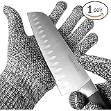 TYH Supplies Cut Resistant Safety Gloves High Performance Level 5 Protection EN388 Food Grade, Cutting and slicing Hand protection Kitchen Glove, Strong Grip Silicone Grip Dots, Capacitive Touch Finger Tips, 1 pair