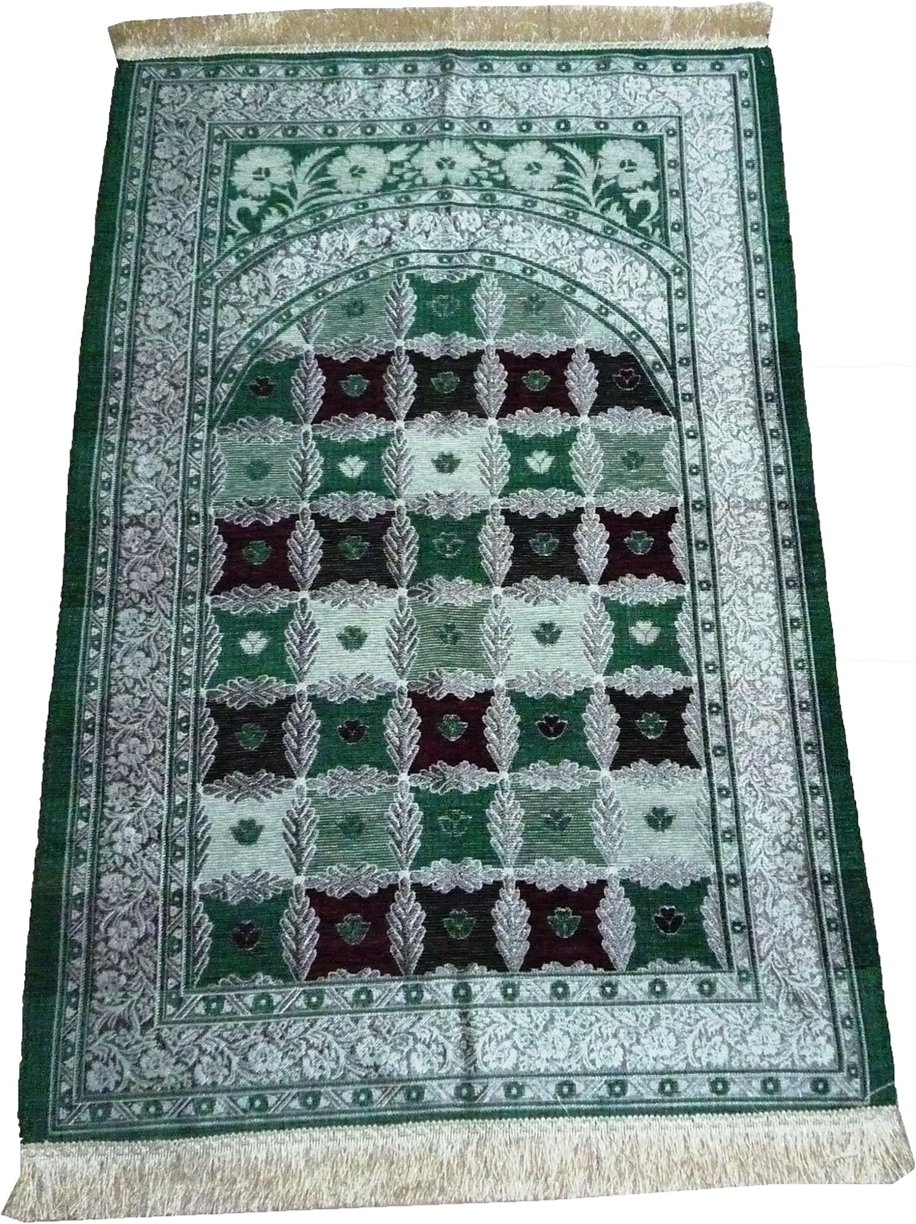 AmnMat Muslim Prayer Rug TKR001 Lightweight Luxery Turkish Islamic Sajjadah Carpet Eid Ramadan Gift (Green)