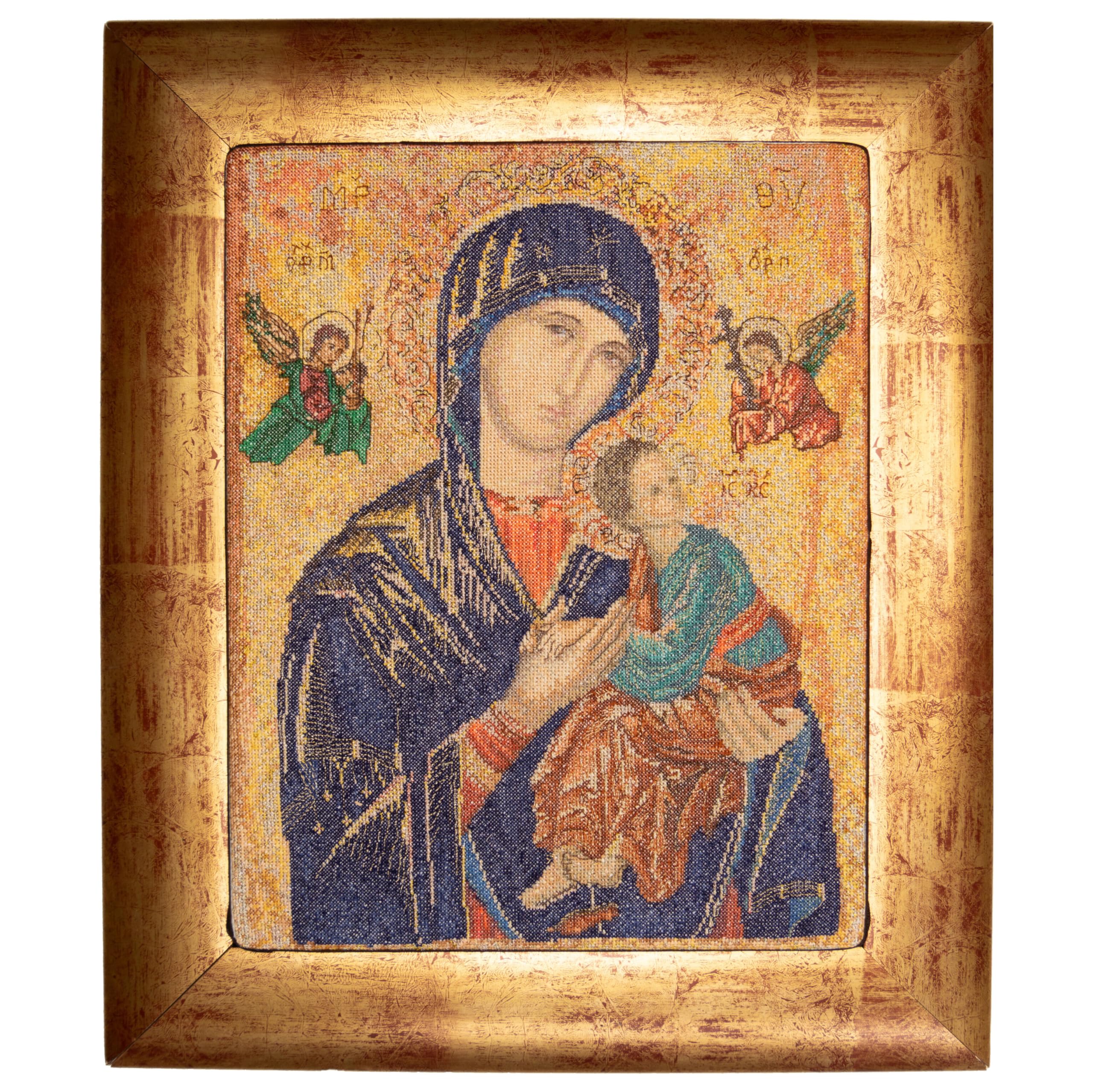 Thea Gouverneur - Counted Cross Stitch Kit - Our Lady of Perpetual Help - Aida - 18 Count - Embroidery Kit for Adults - DMC Embroidery Threads and Other Cross Stitch Supplies Included - 551A