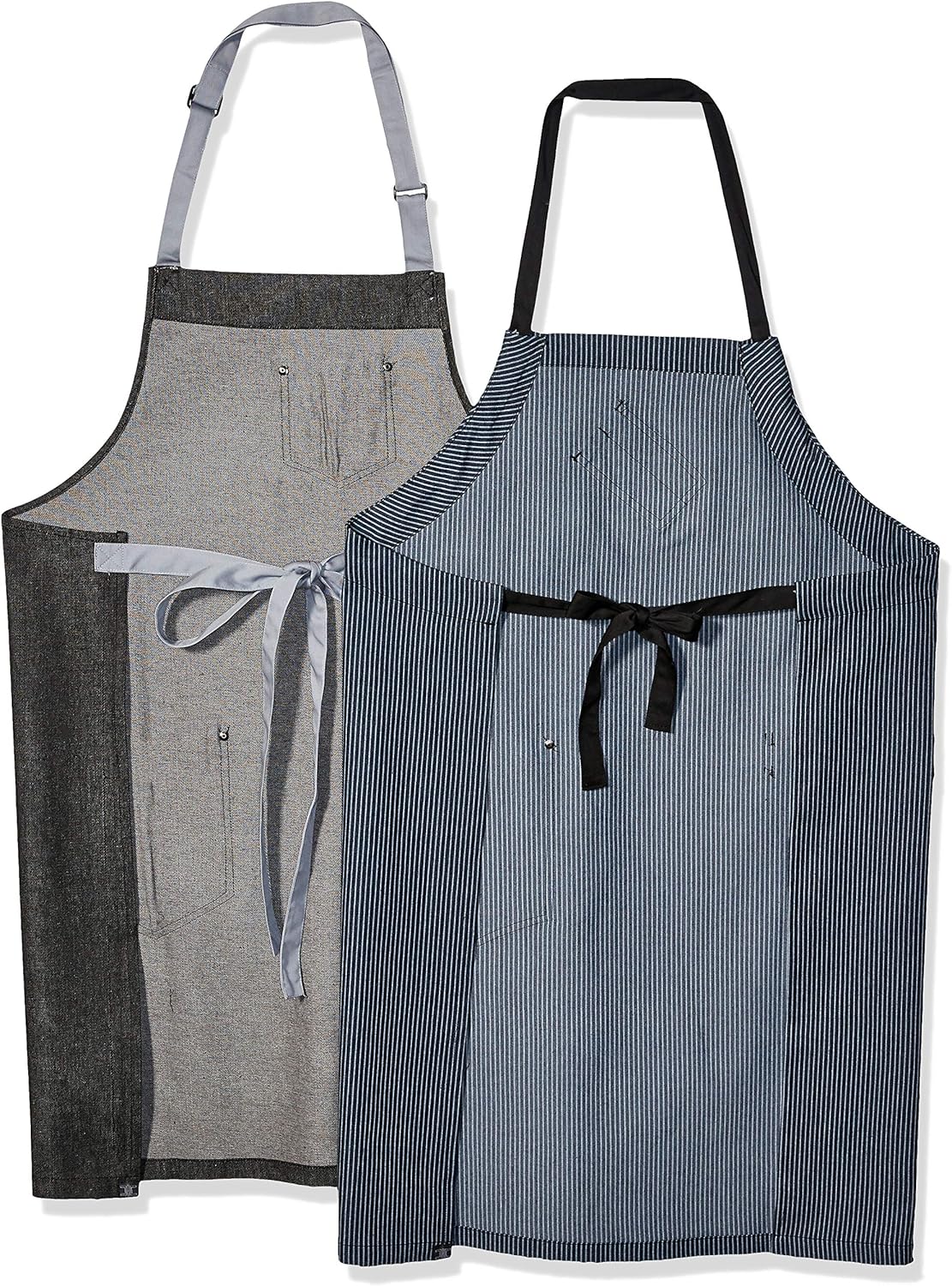 Chef Code Unisex-Adult's Pair of Denim Bib Aprons, Dark-Gray/Blue, One Size: Clothing