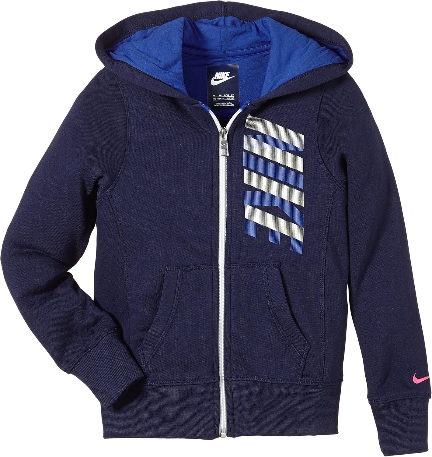Nike, Felpa con Cappuccio e Cerniera Bambino, Blu (Midnight Navy/Game