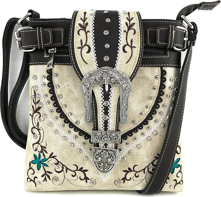 Justin West Western Concealed Carry Tooled Leather Laser Cut Buckle