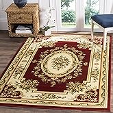 SAFAVIEH Lyndhurst Collection Area Rug - 8' x 11', Red & Ivory, Traditional European Medallion Design, Non-Shedding & Easy Ca