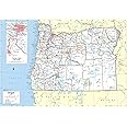 Cool Owl Maps Oregon State Wall Map Poster Rolled (laminated 34x24)