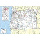 Cool Owl Maps Oregon State Wall Map Poster Rolled (laminated 34x24)