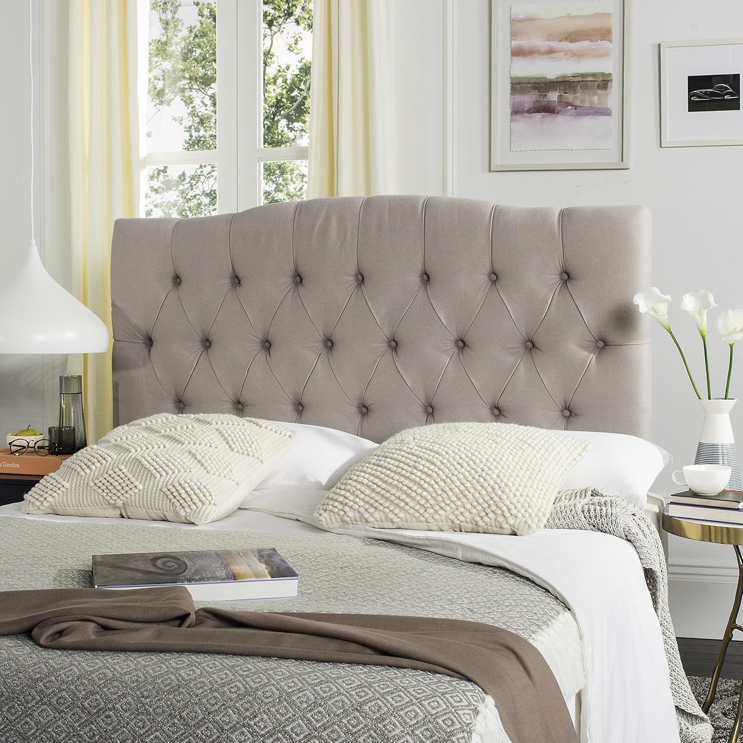 Best curved fabric upholstered headboard queen