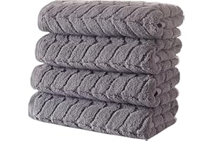 BAGNO MILANO 100% Turkish Cotton Jacquard Luxury Towel Set – Quick Dry Non-GMO Ultra-Soft, Plush and Absorbent Luxury Durable Turkish Towels Set (Grey, 4 Pcs Hand Towel Set)