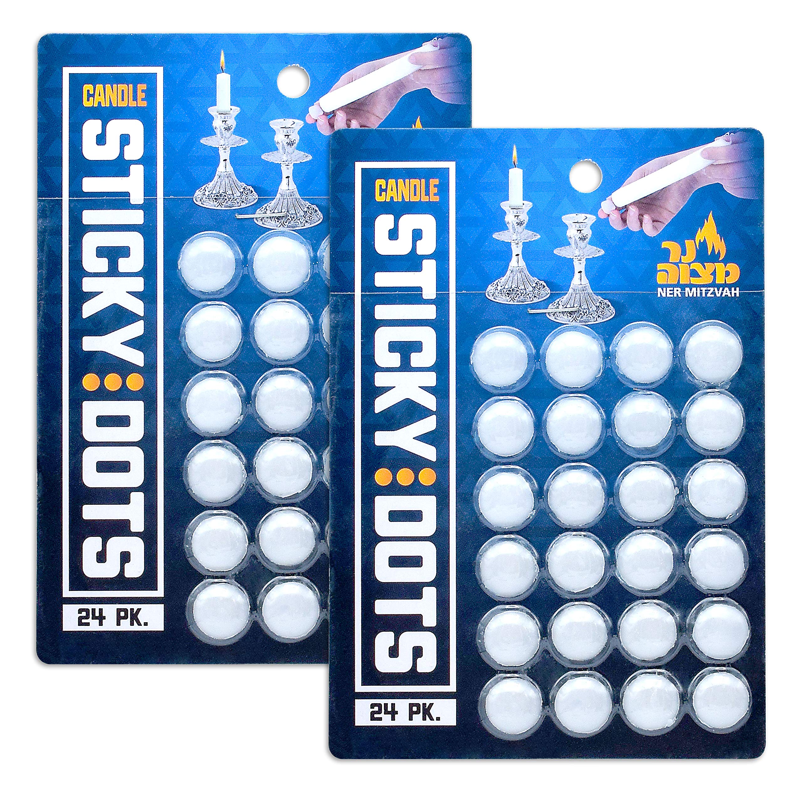 Ner Mitzvah Candle Sticky Dots - Candle Wax Dots - Candle Accessories - 48 Dots