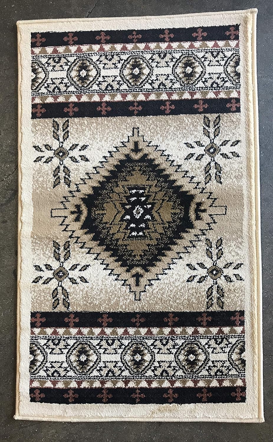 Southwestern Door Mat 256,000 Point Area Rug Ivory Brown