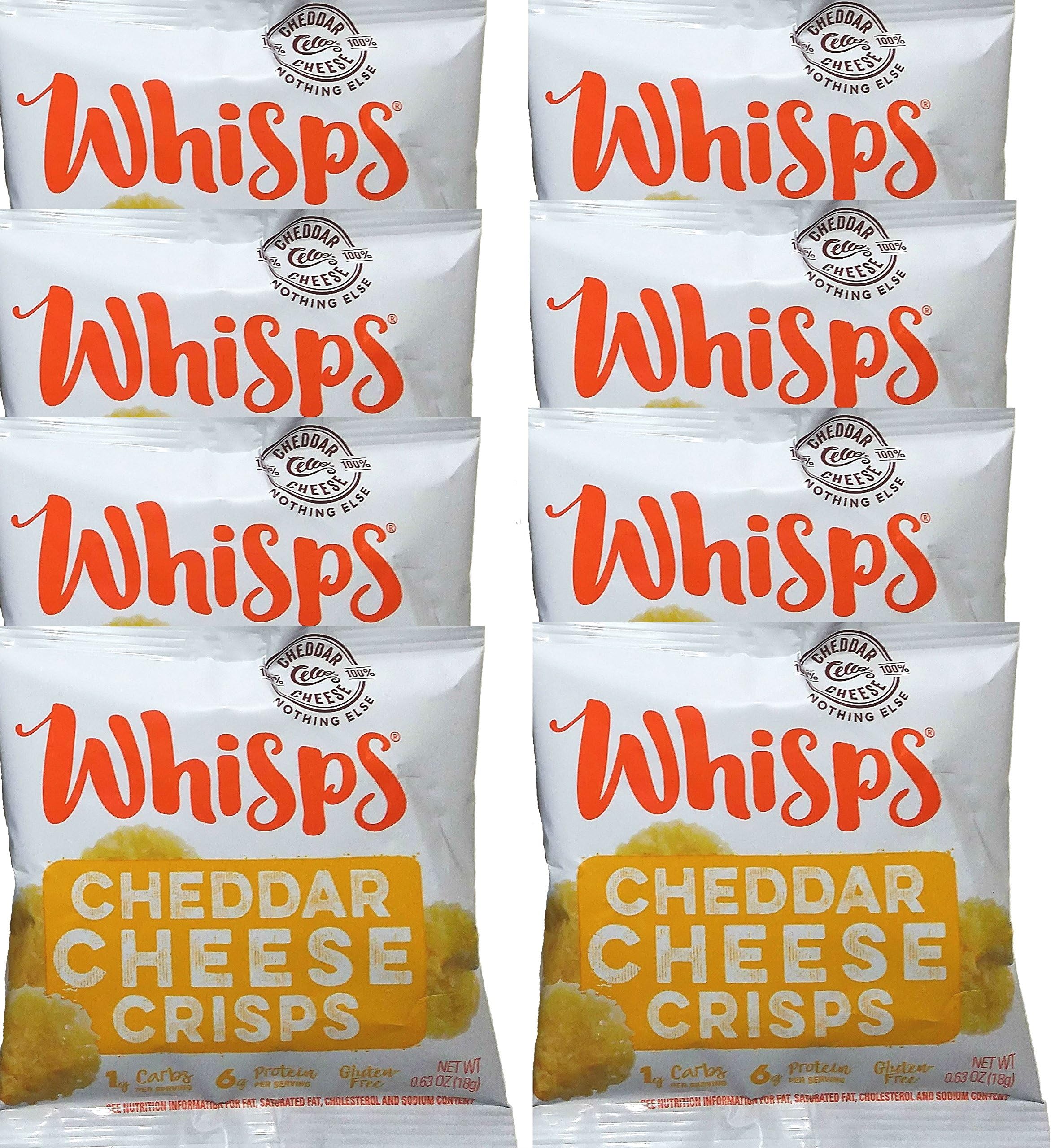 Whisps Cheddar Cheese Crisps, Single Serve Bags, Pack of 8 (.63oz/bag