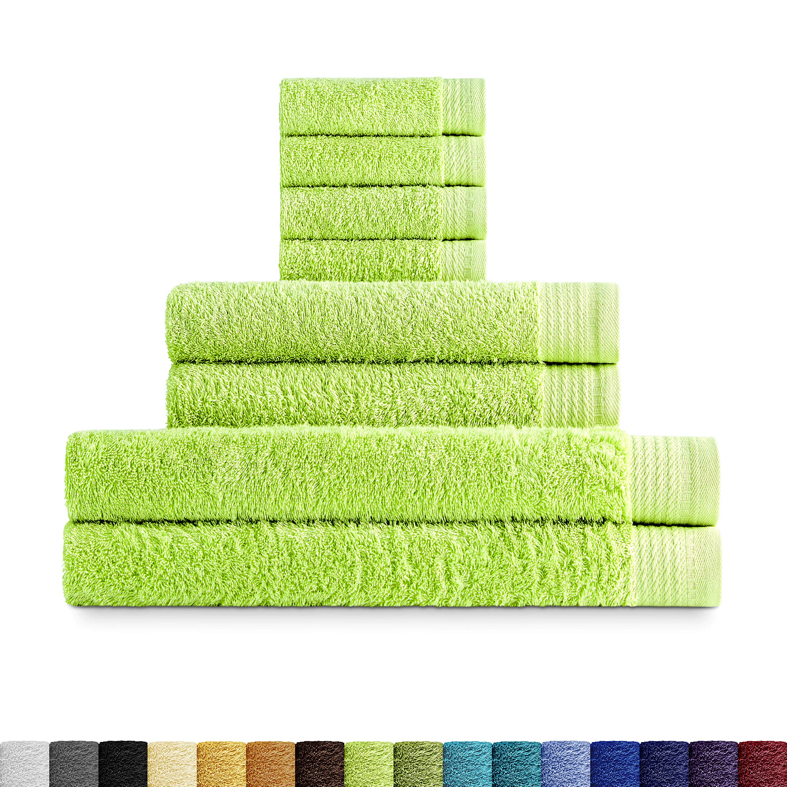 Eiffel Textile Quality Curl 600g, 100% Egyptian Cotton, Lime, 2X Sabana 2X Lavabo 4X Tocador