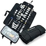 Heavy duty motorcycle tool roll bag - Tools NOT included - Empty small tool bag and roll up wrench organizer tool pouch with 