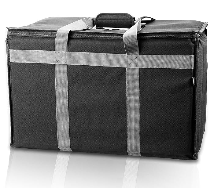 Food Delivery Bag - Premium Commercial Grade made for full size chafing steam trays or pans - Thick insulation cooler and hot food bags with sturdy padded handles - Insulated food carrier catering bag