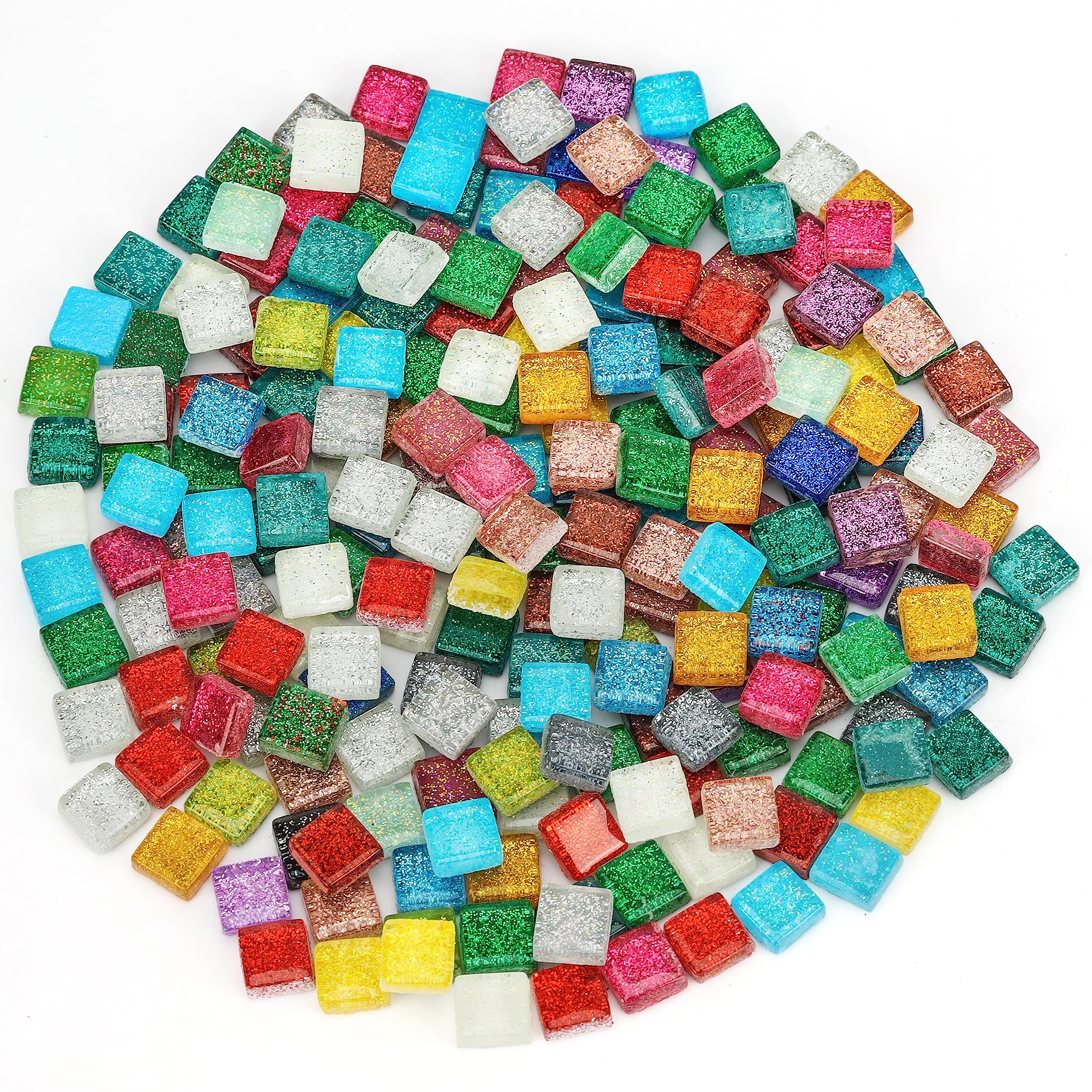 Belle Vous 222g / 200 Pack of Mixed Coloured Mosaic Tile Assortment - 1 x 1cm / 0.4 x 0.4 Inches - Square Shaped Assorted Acrylic Tiles for Art/Craft Projects and Home Decoration