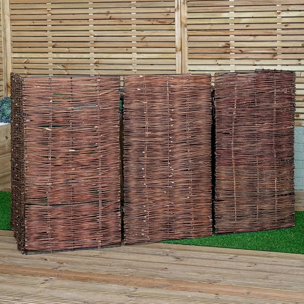 Samuel ALEXANDER 1.16m x 1.83m Triple Garden Willow Wheelie Bin Screen